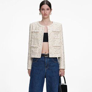 Self-Portrait Cream Embellished Boucle Jacket